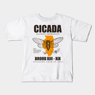 Cicada Illinois Emergence Summer Tour Brood XIX XIII 2024 Kids T-Shirt